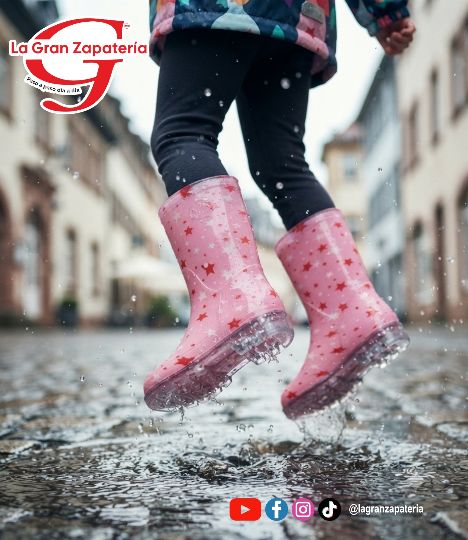 BOTA DE LLUVIA HOPE PULGARCITO ESTRELLAS ROJAS
