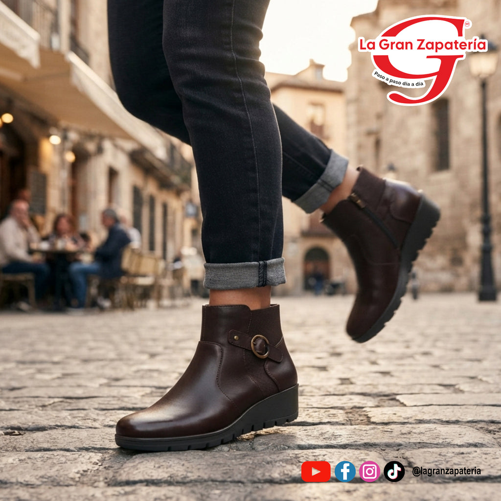 BOTIN CASUAL DAMA FLEXI 104834 MADERA