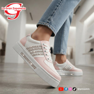TENIS CASUAL LADY ANACLETA 8106 BLANCO/ROSA