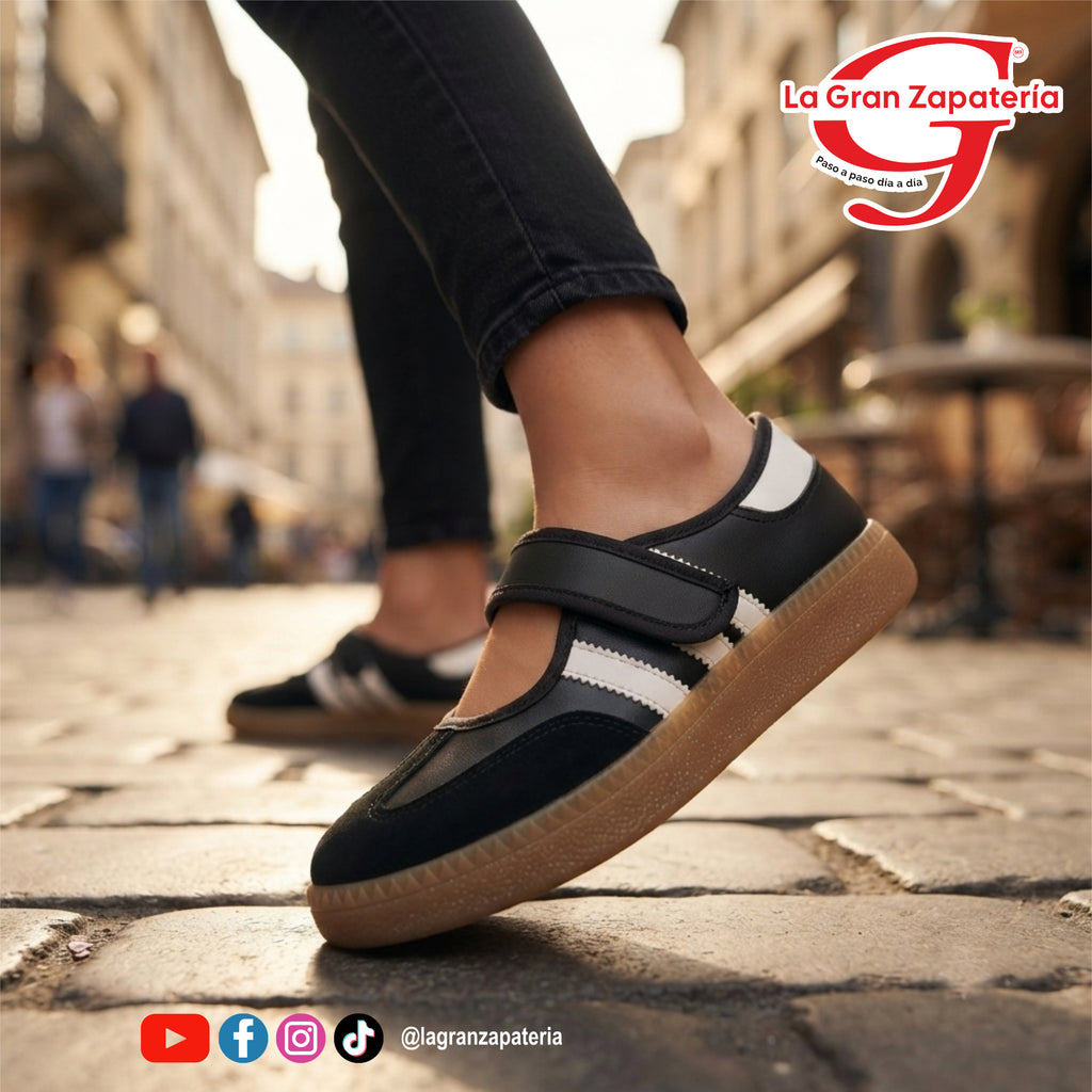 TENIS CASUAL LADY ANACLETA 612 NEGRO BLANCO