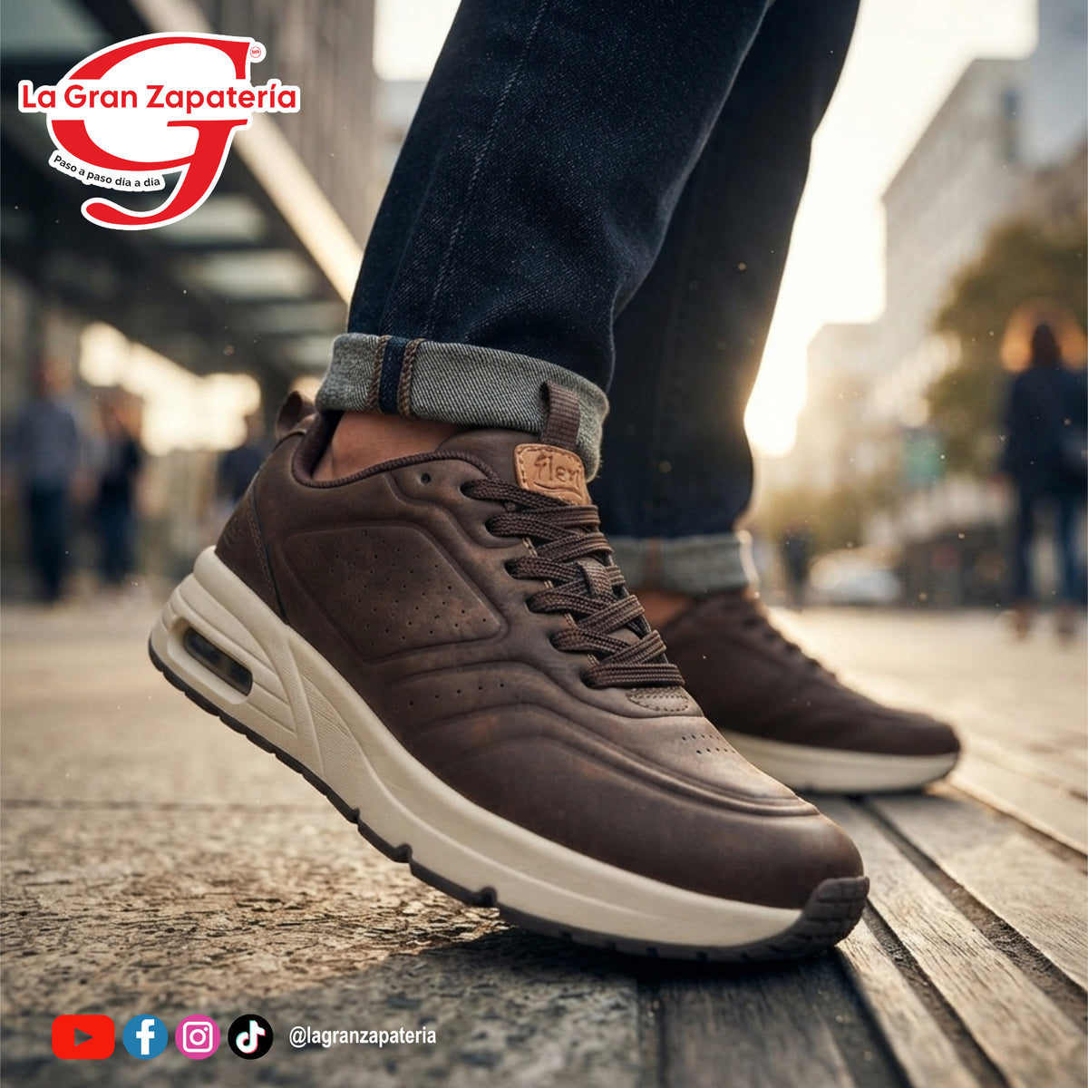 TENIS CASUAL CABALLERO FLEXI 422403 CHOCOLATE