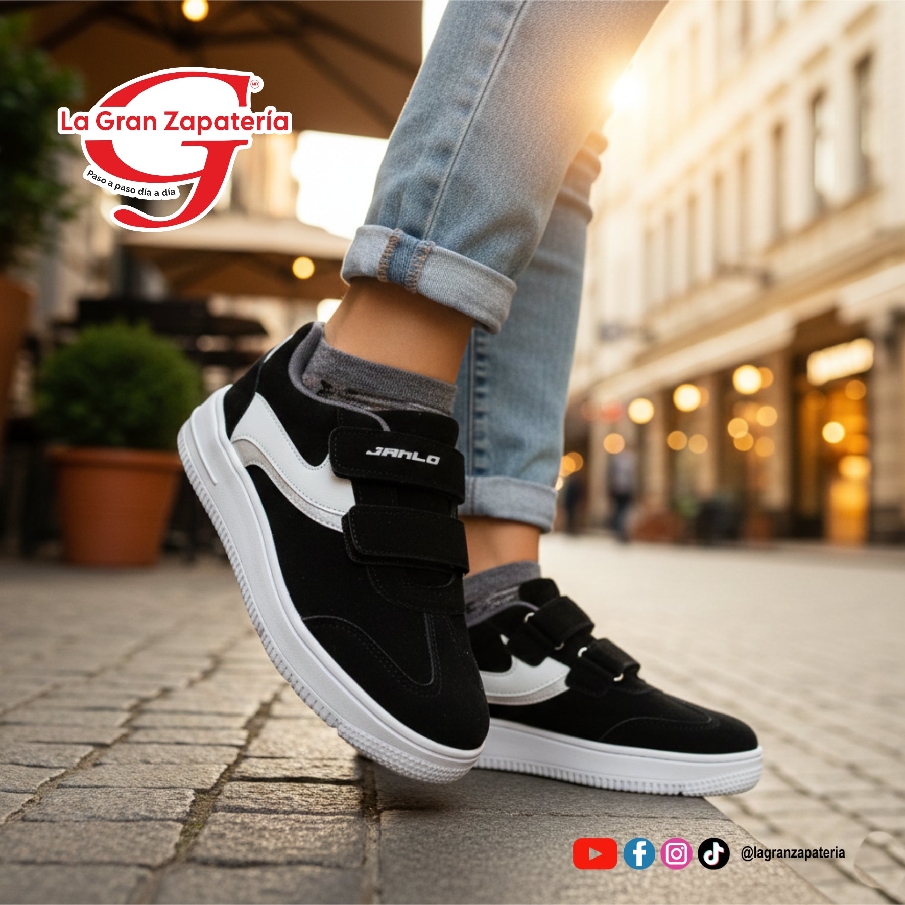 TENIS URBANO JANLO 6092 NEGRO/BLANCO