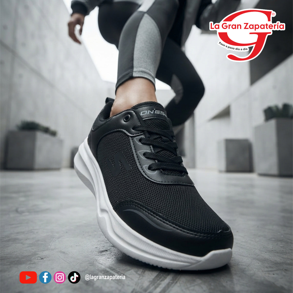 TENIS DEPORTIVO ONE´S 555 NEGRO BLANCO