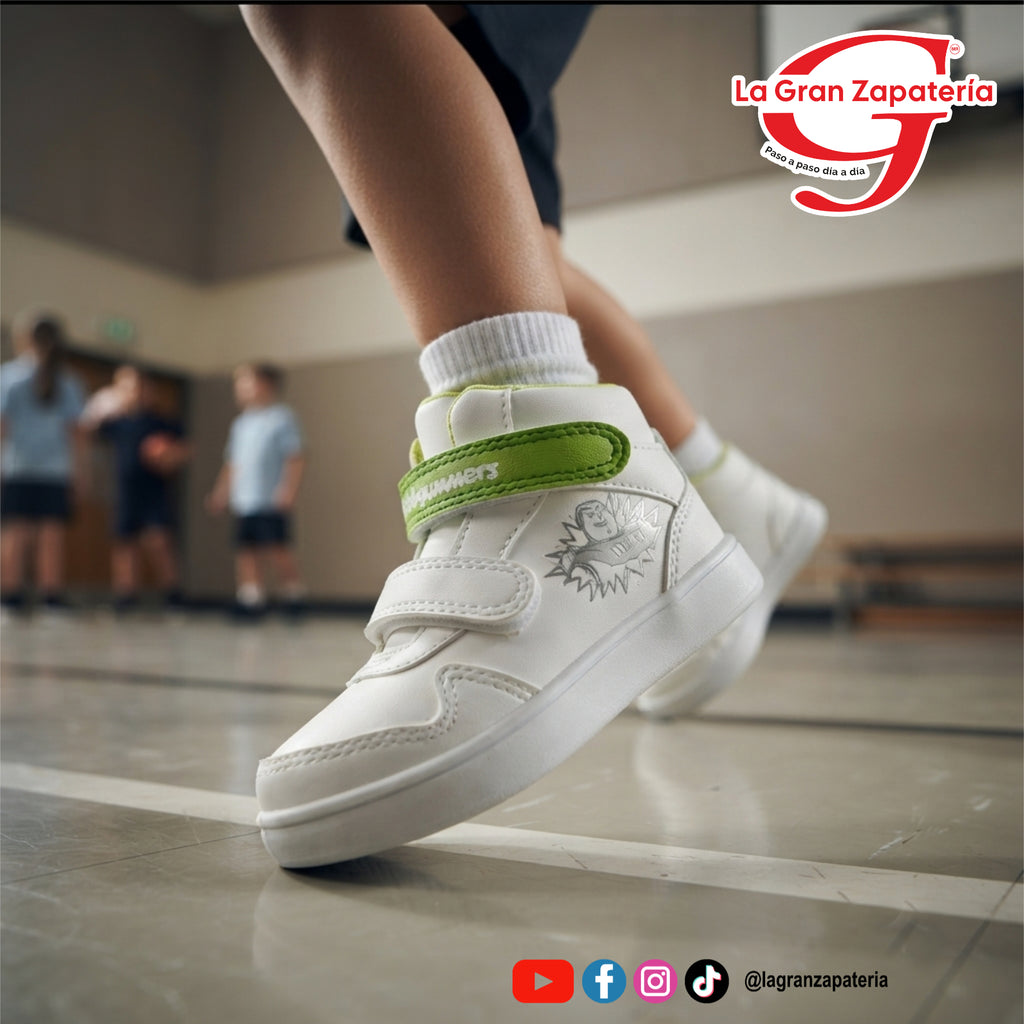 TENIS ESCOLAR BUBBLE GUMMERS BALBOA BLANCO/VERDE