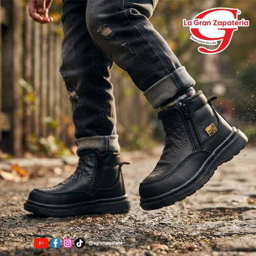 BOTA CASUAL NIÑO PMA 573 NEGRO/AVESTRUZ