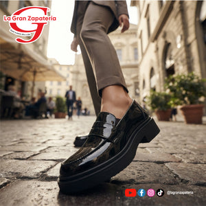 MOCASIN DAMA GREENLOVE 96303 CHAROL/NEGRO