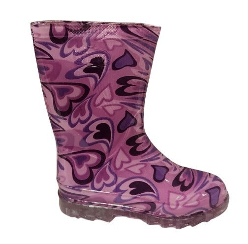 BOTA DE LLUVIA HOPE PULGARCITO CORAZONES MORADO