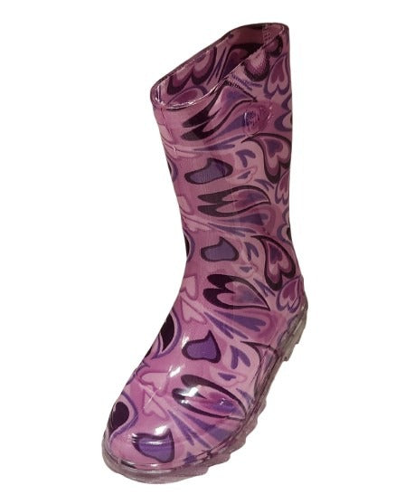 BOTA DE LLUVIA HOPE PULGARCITO CORAZONES MORADO