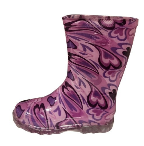 BOTA DE LLUVIA HOPE PULGARCITO CORAZONES MORADO