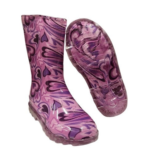 BOTA DE LLUVIA HOPE PULGARCITO CORAZONES MORADO