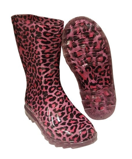 BOTA DE LLLUVIA HOPE PULGARCITO LEOPARDO ROSA